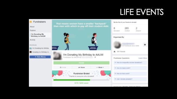 Facebook life events targeting